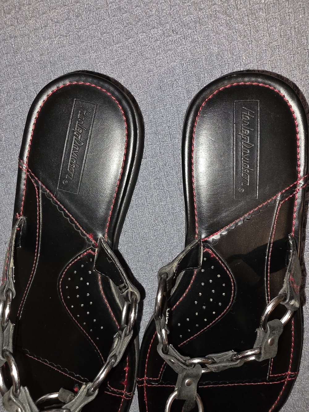 Harley-Davidson Black Leather Chain-Accent Women's Sandals - Picture 2 of 5